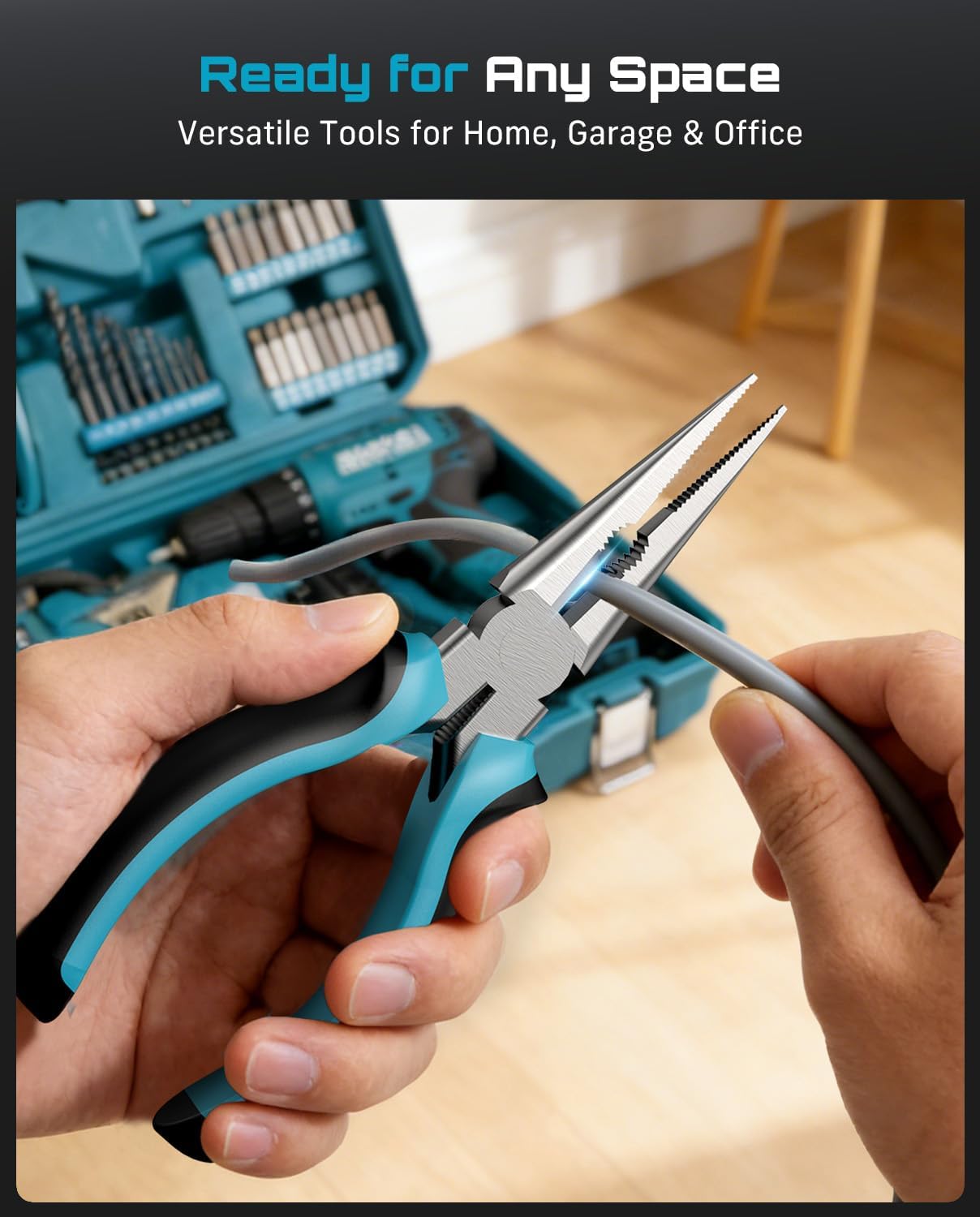 21V Cordless Drill Tool Kit - 190Pcs Power Tool Combo Set, Hand Tool Kit with Toolbox, Electric Drill Driver for Home
