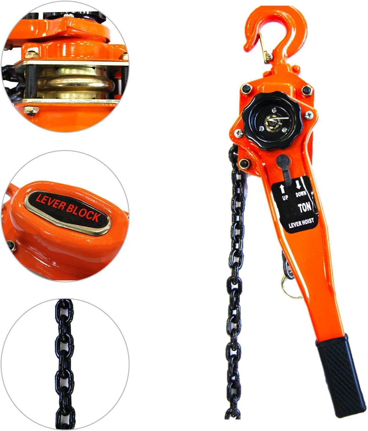 Manual Lever Block Chain Hoist 3 Ton, 6000 lbs Chain Hoist Come Along 10Ft (3M), Chain Hoist With Hook for Warehouse