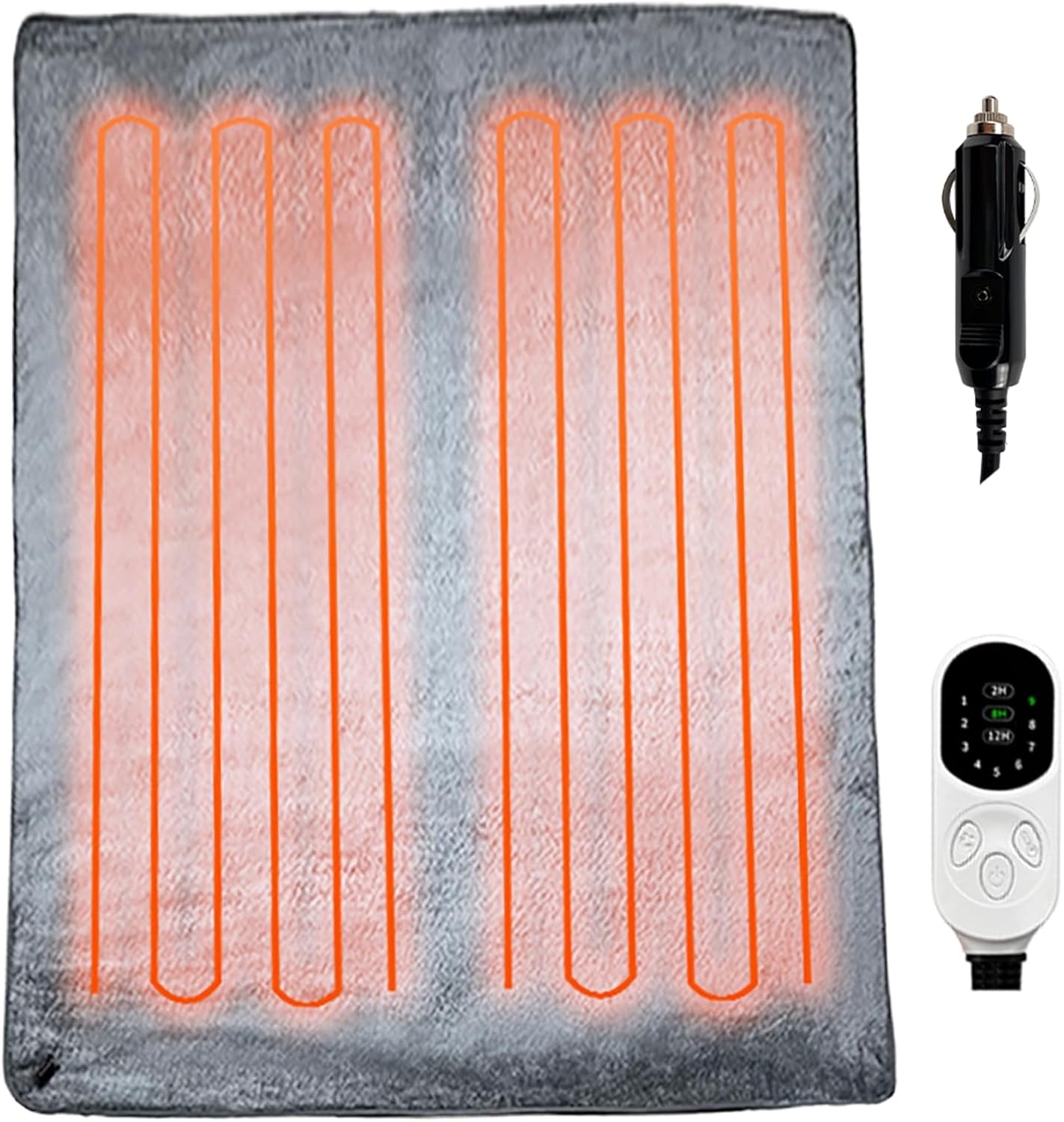 12V Electric Heated Blanket 62.9"x59" Sleeping Bag Liner Mat Pad with 9 Heating Levels 2/8/12 Hours Auto Off Heating