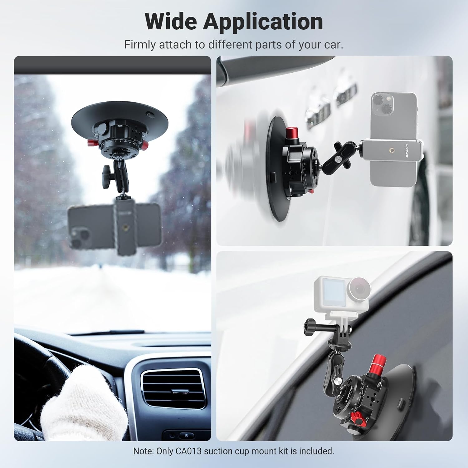 6"/15.2cm Camera Suction Cup Mount with Ball Head Magic Arm, Metal Suction Cup Mount on Car Windshield Dash for