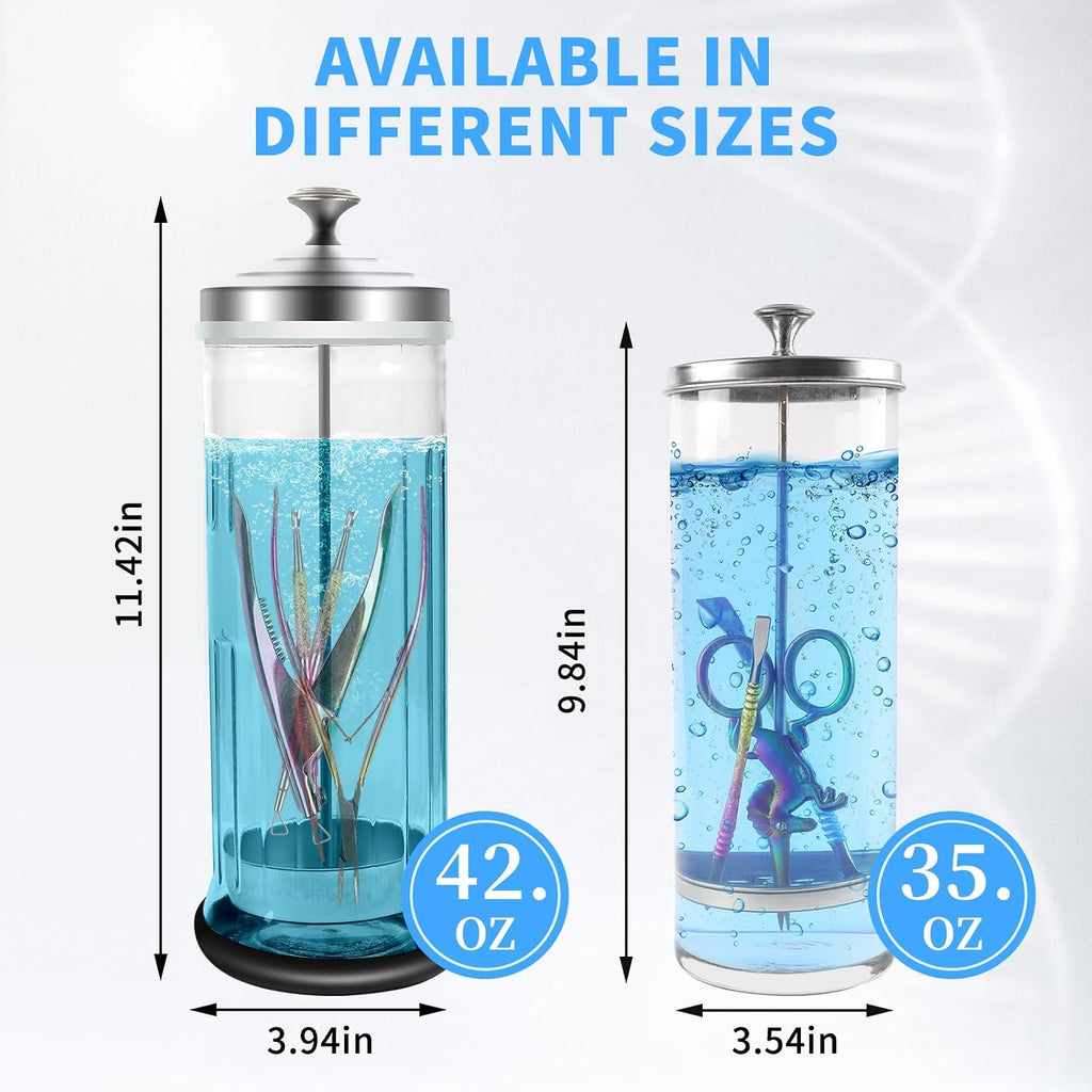 42.3 Oz Barbicide Disinfectant Jar with anti-slip pad, Disinfectant Jar Large for Nail Tools, Barber Shop&Spa