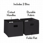 Folding Storage Bins - 2-pack of 10in Tall Black Cubes