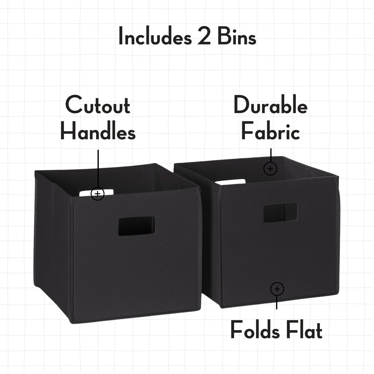 Folding Storage Bins - 2-pack of 10in Tall Black Cubes