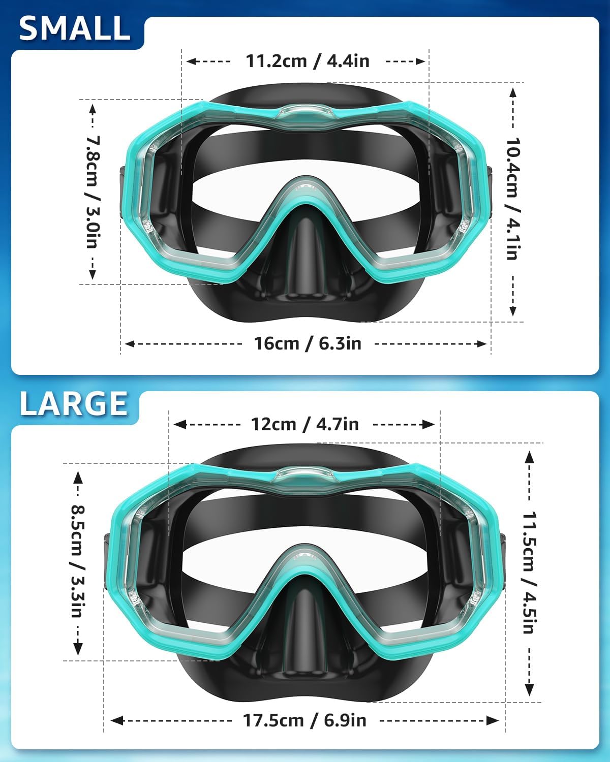 WSTOO Swim Goggles with Nose Cover for Ages 5-12, Youth, Adults, Unisex | Anti-Choking Design, Shatter-Resistant
