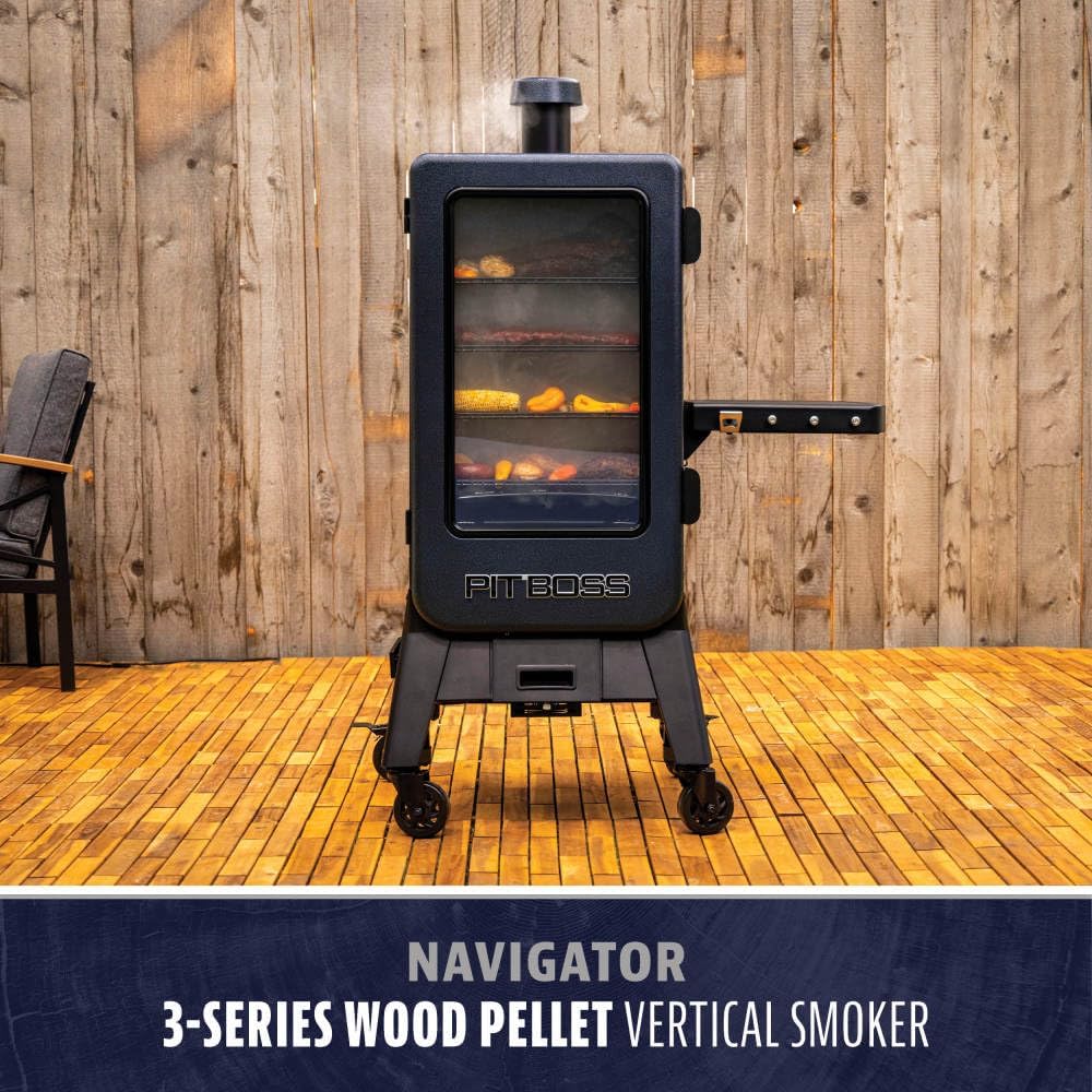 Navigator 3-Series WiFi & Bluetooth Wood Pellet Vertical Smoker with LCD Digital Controller, 1,118-Sq. In. 5-Rack