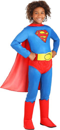 Kid's Classic Superman Costume for Boy's - Child DC Comic Superhero Suit with Cape, Briefs, Belt, & Boot Covers
