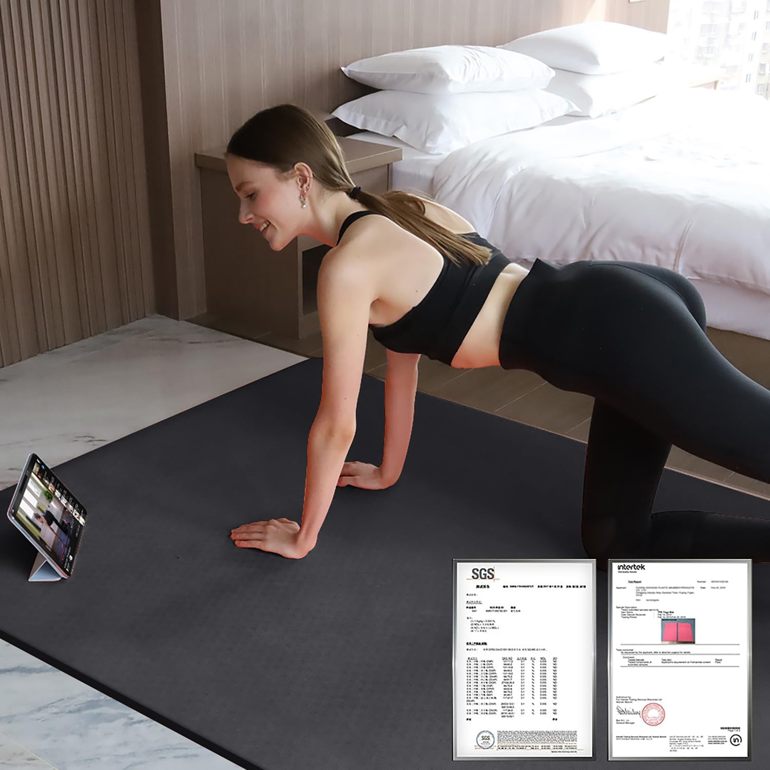 Large TPE Yoga Mat 6'x4'x1/2" Extra Thick Non-Slip Exercise Mat