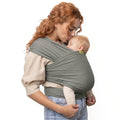 Baby Wrap Carrier - Stretch Cotton Newborn Sling, Grey | Breathable, Hands-Free Babywearing Carrier Wrap; ergonomic