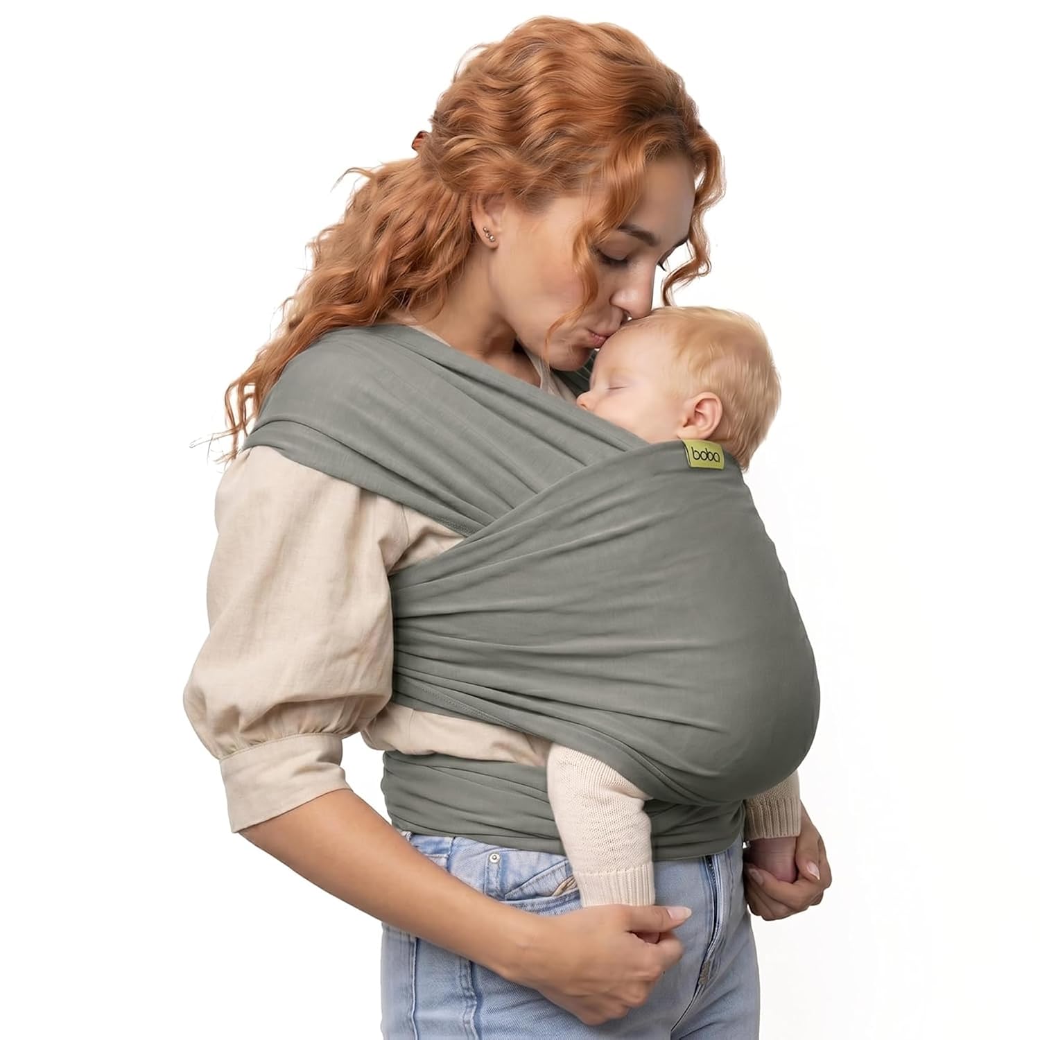 Baby Wrap Carrier - Stretch Cotton Newborn Sling, Grey | Breathable, Hands-Free Babywearing Carrier Wrap; ergonomic