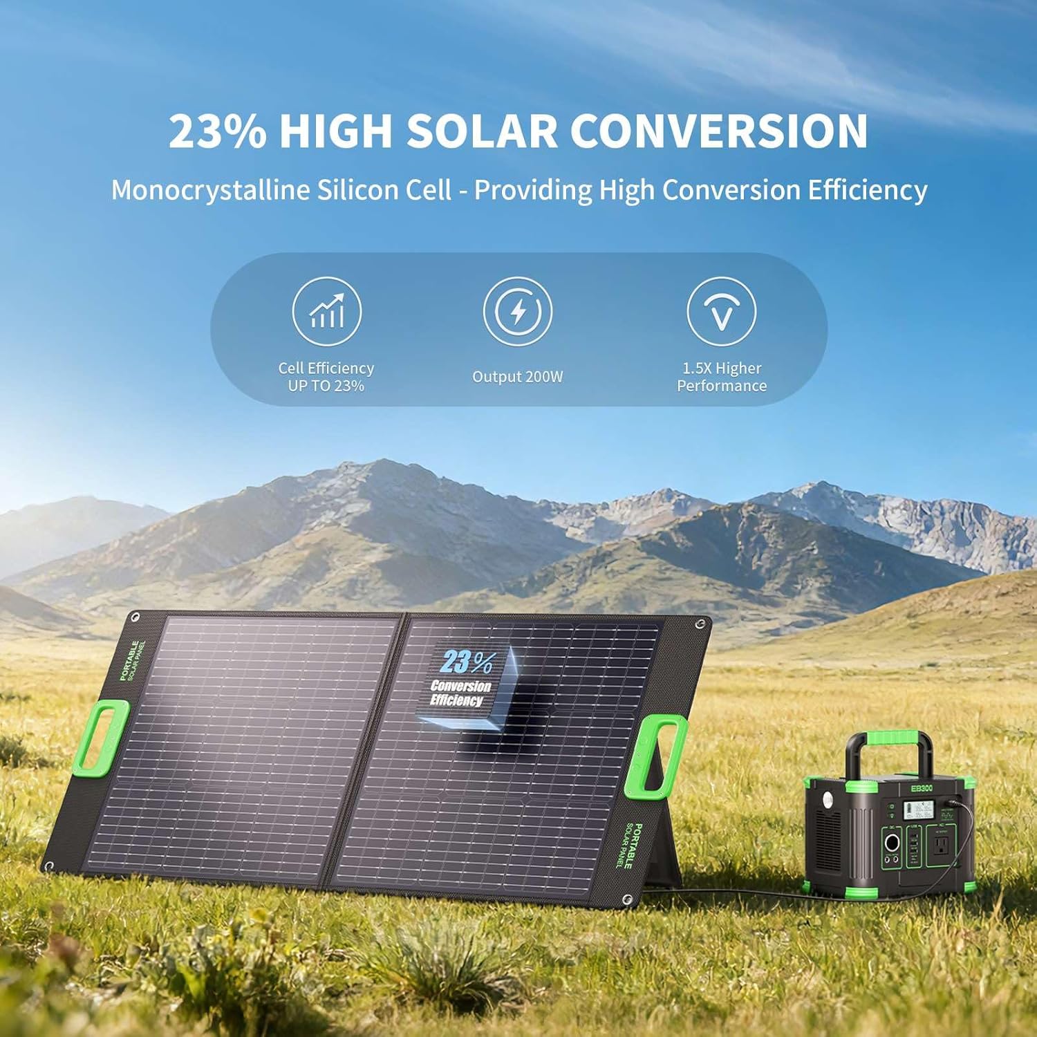 100W Portable Solar Panel for Power Station Generator, Waterproof Foldable | 20V Solar Cell Solar Charger with