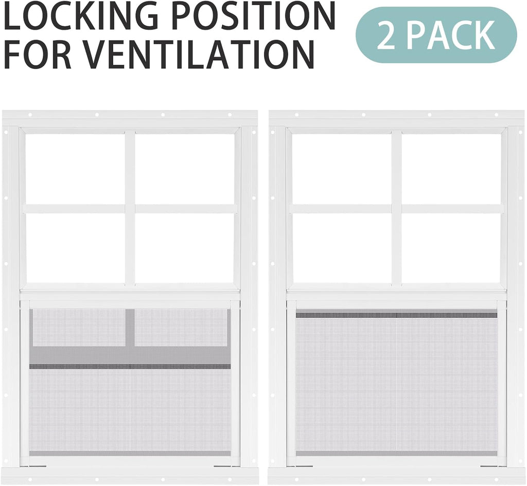 2 Pack 14'' x 21'' Shed Window White, Sliding Glass with Screen