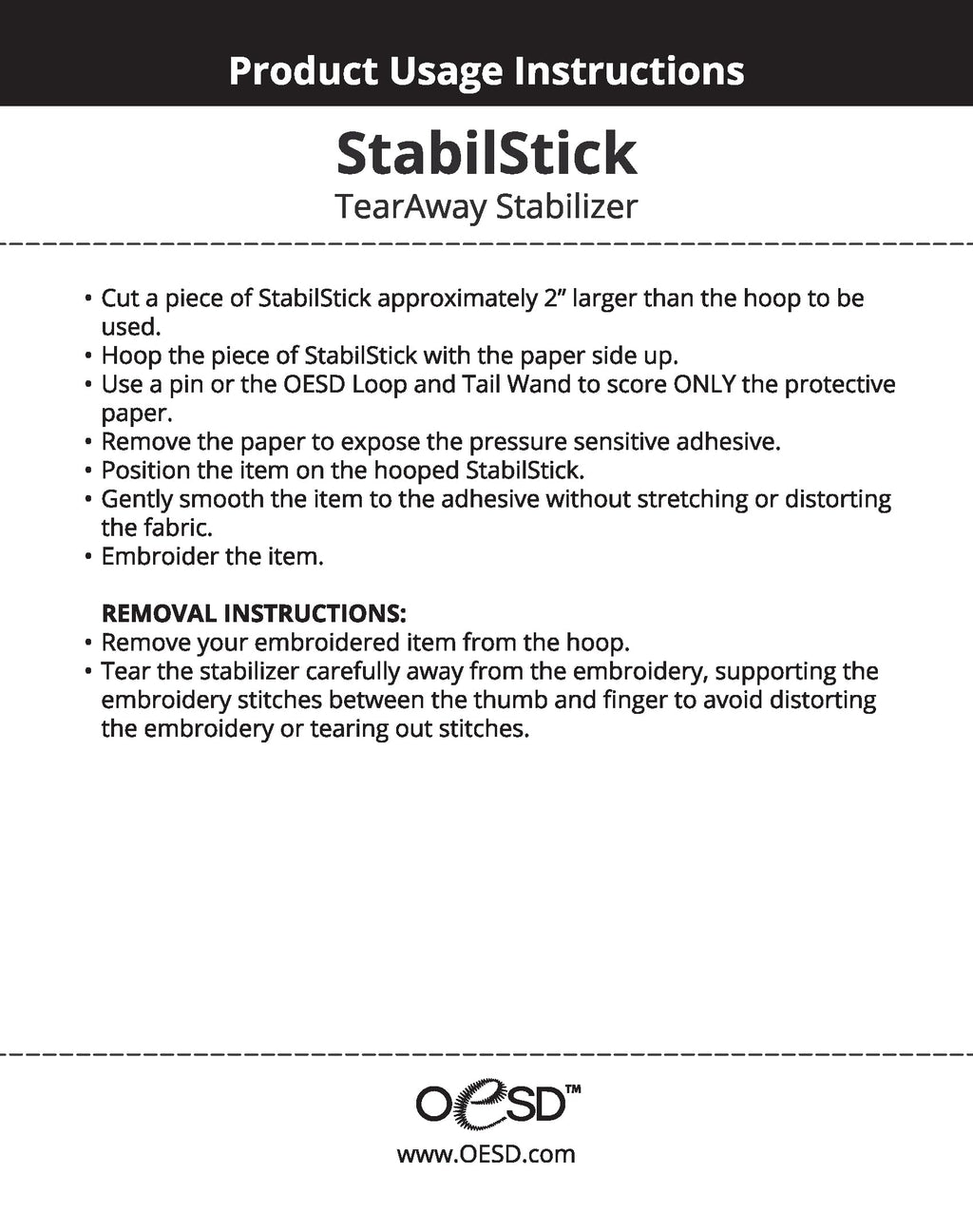 StabilStick Tear Away Embroidery Stabilizer 10" x 10 yd Roll