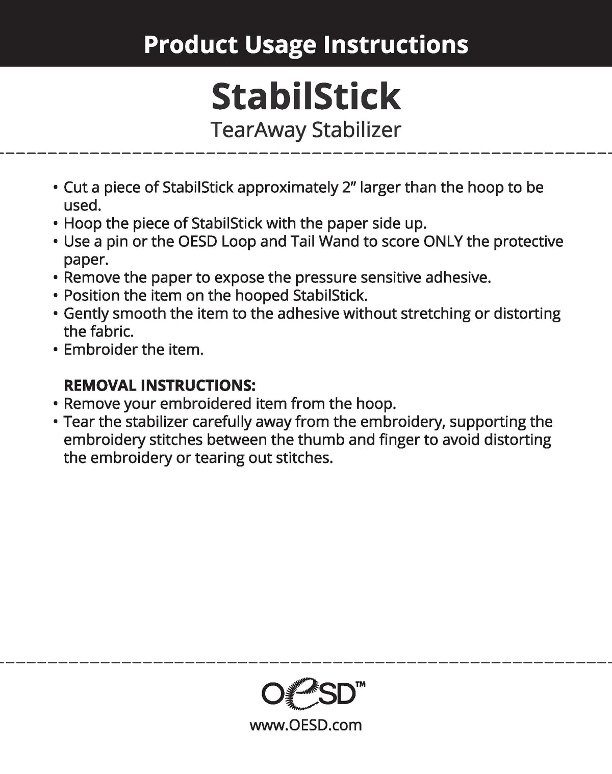 StabilStick Tear Away Embroidery Stabilizer 10" x 10 yd Roll