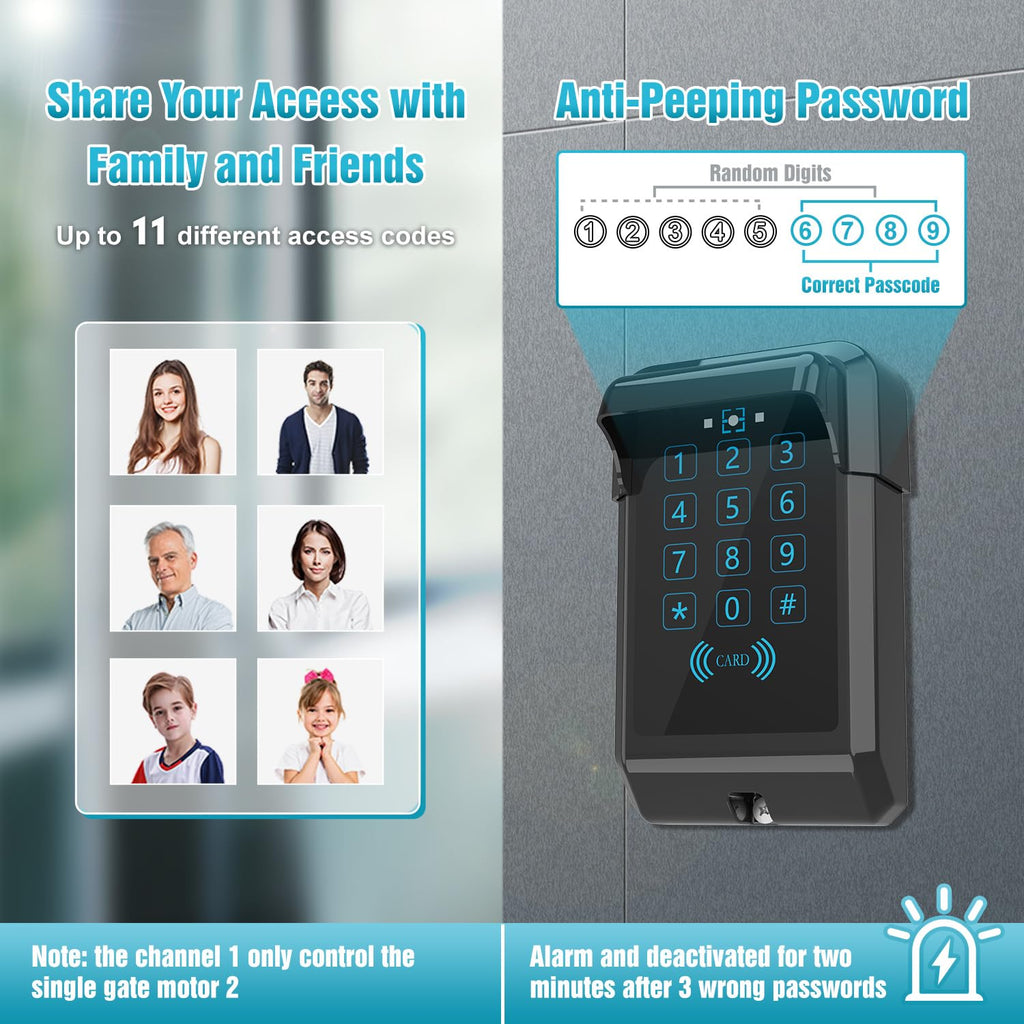 TKM-03 Wireless Touch Panel Gate Keypad with Outdoor Keypad Cover Digital Code Entry Access Control for & JUJIANG
