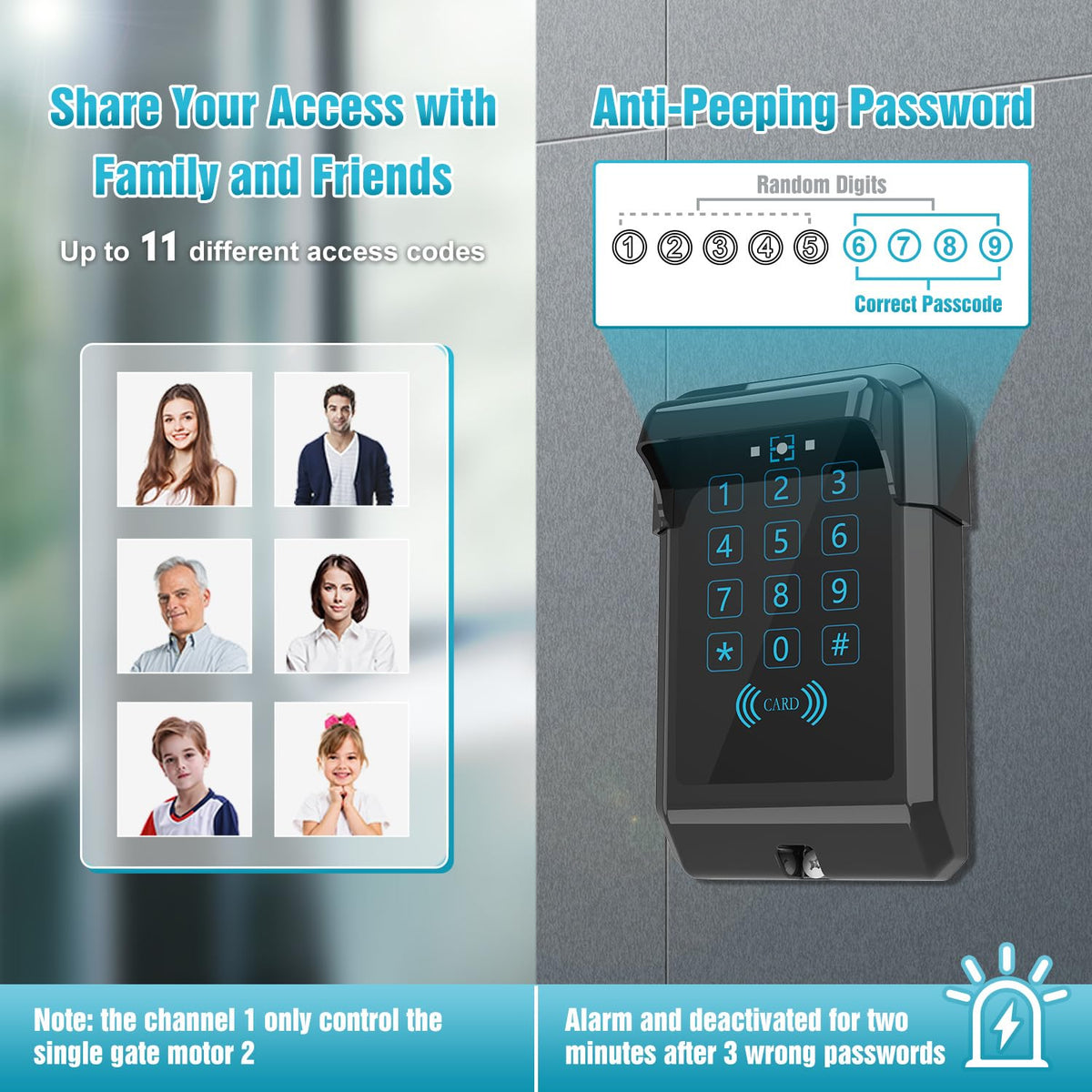 TKM-03 Wireless Touch Panel Gate Keypad with Outdoor Keypad Cover Digital Code Entry Access Control for & JUJIANG