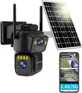 Security Cameras Outdoor WiFi,5G/2.4G Cameras for Home Security Solar Power with Dual Lens,Motion Detection,Night