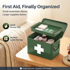 Large Metal First Aid Box Empty, 8.5-Inch, Green with White Cross