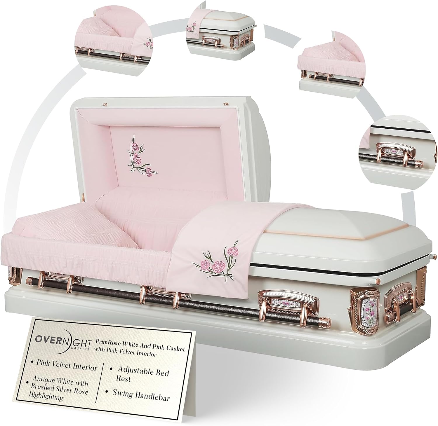 Primrose Metal Funeral Casket w/Antique-White Interior