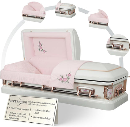 Primrose Metal Funeral Casket w/Antique-White Interior
