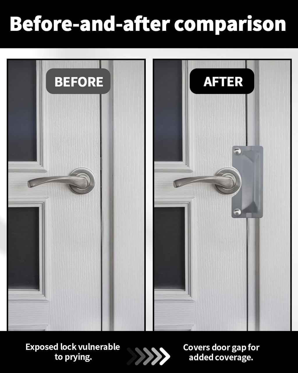 Door Latch Guard, 2 PCS 3" x 7" Door Latch Cover & Door Latch Plate, Carbon Steel Door Security Plate for Outswinging