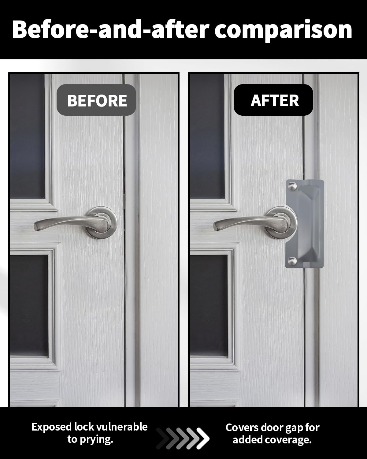 Door Latch Guard, 2 PCS 3" x 7" Door Latch Cover & Door Latch Plate, Carbon Steel Door Security Plate for Outswinging