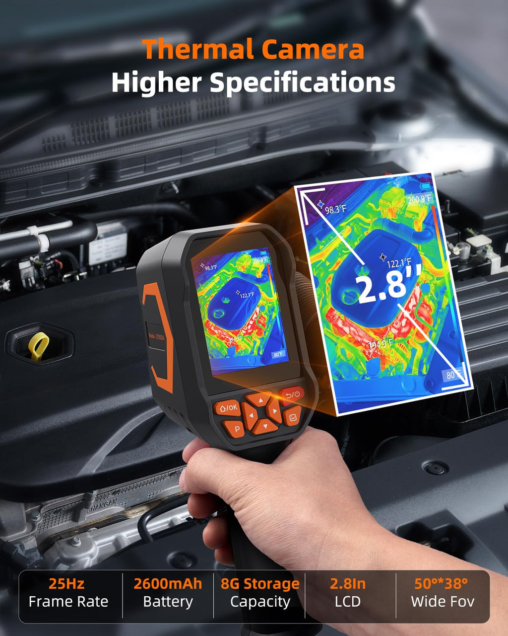 Infrared Thermal Camera, Thermal Imaging Camera with Laser Pointer, 256*192 TISR Resolution IR Camera with 320*240