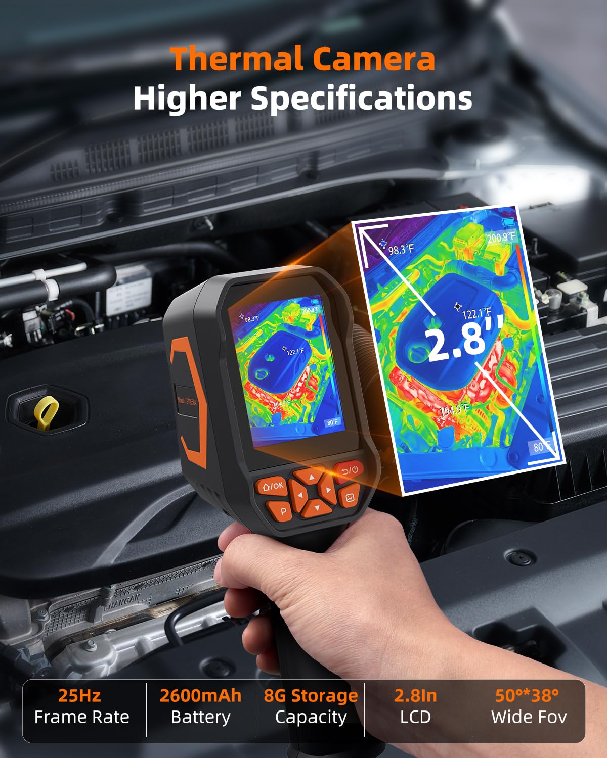 Infrared Thermal Camera, Thermal Imaging Camera with Laser Pointer, 256*192 TISR Resolution IR Camera with 320*240