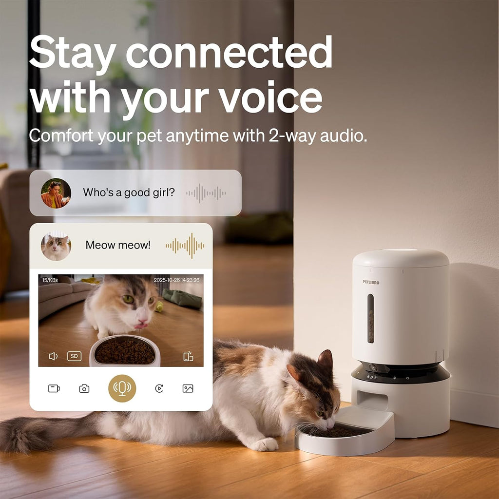 Automatic Cat Feeder with Camera, 1080P HD Video & Night Vision