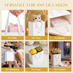 8 Pack Medium White Gift Bags with Handles & 8 Tissue Papers