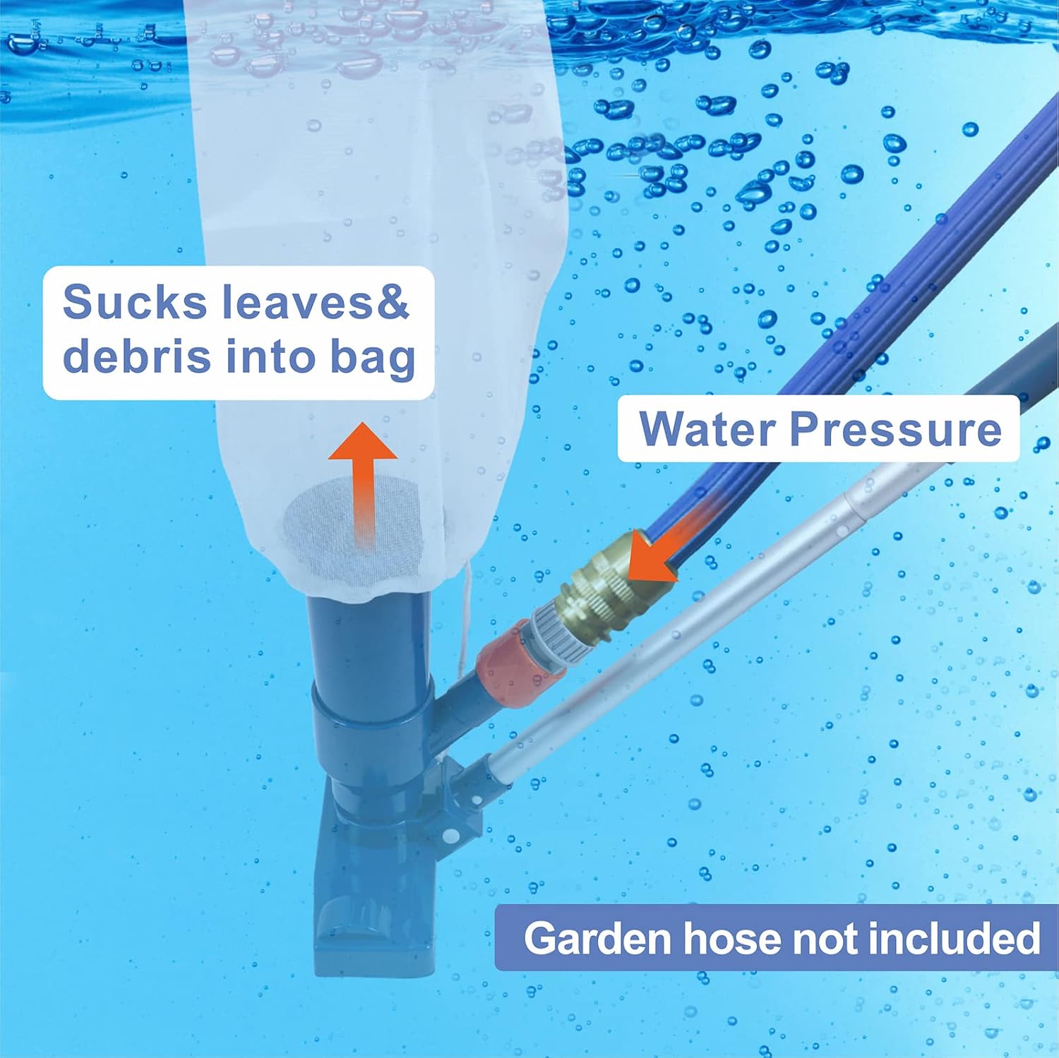 Upgraded Swimming Pool Spa Jet Vacuum Cleaner with Brush & 56" Pole,for Above Ground/Inflatable Pool,Hot Tub,Pond