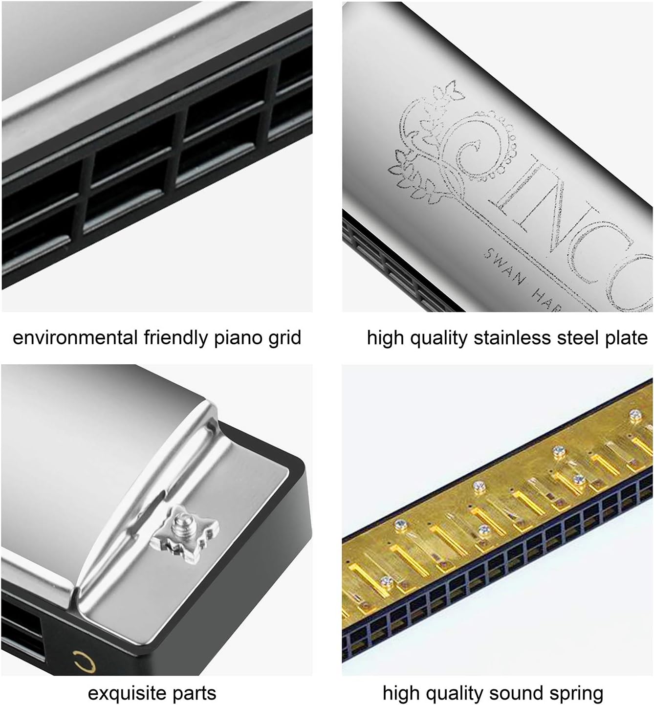 Harmonica Professional Harp Armonica Key of C 24 Hole Polyphony Diatonic Mouth Organ with Case for Blues Folk Jazz