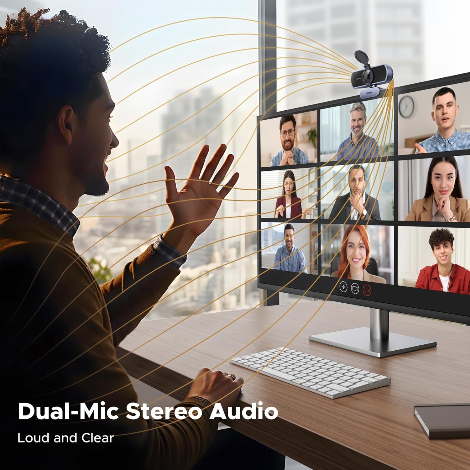 2K Webcam for PC Ultra HD 1080P Computer Webcam with Microphone, PC Camera with Privacy Cover, USB Web Camera for