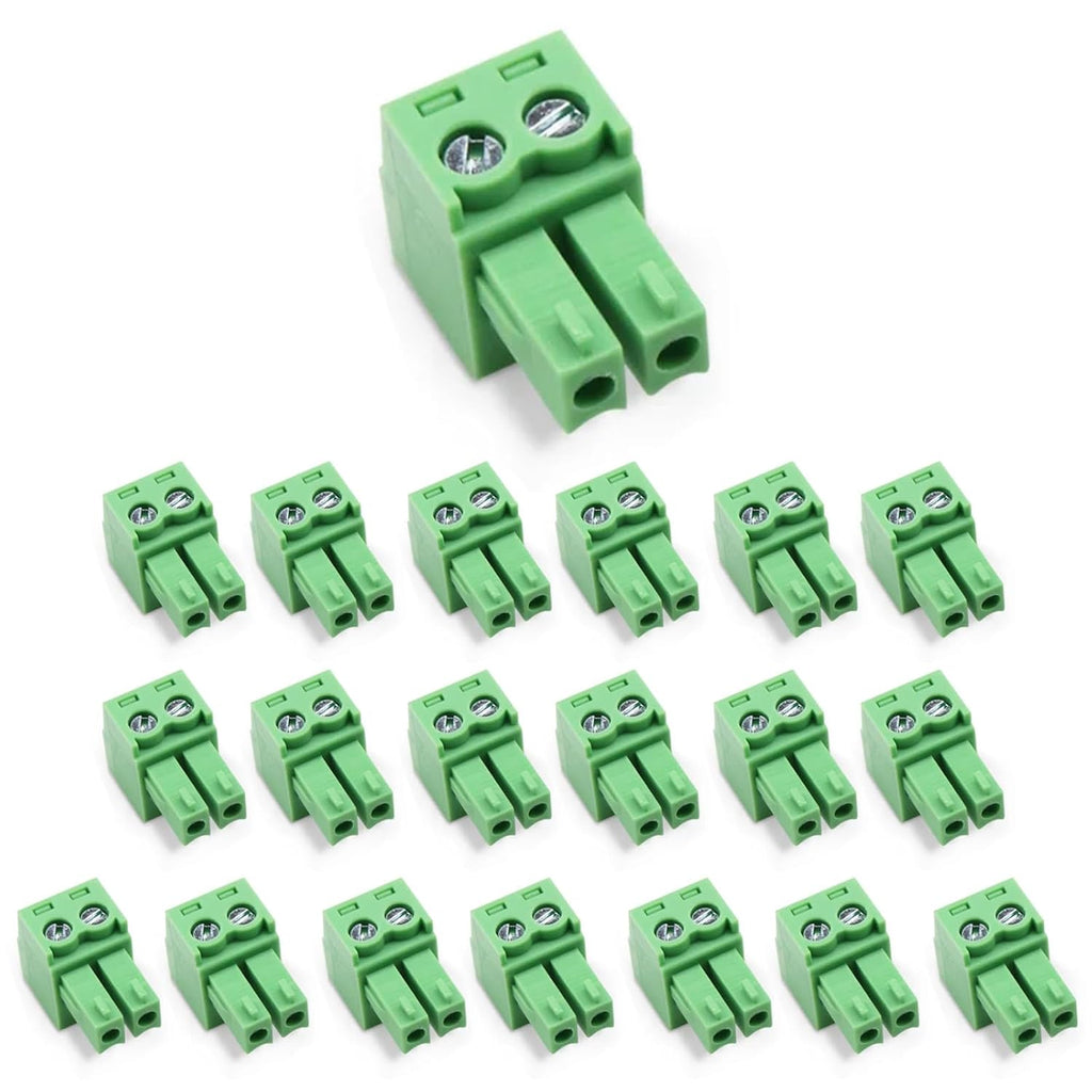 20pcs 2Pin KF2EDG 3.81mm Right Angle Pluggable Screw Terminal Block