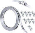 Stainless Steel Worm Gear Hose Clamp Assortment Kit, Cut-To-Fit | DIY 12FT Strap+8 Fasteners, Large Adjustable Band