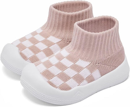 Baby Boy Girl Non-Skid Indoor Infant Walking Shoes Breathable Warm Elastic Sock Shoes with Memory Sole Protect Toes