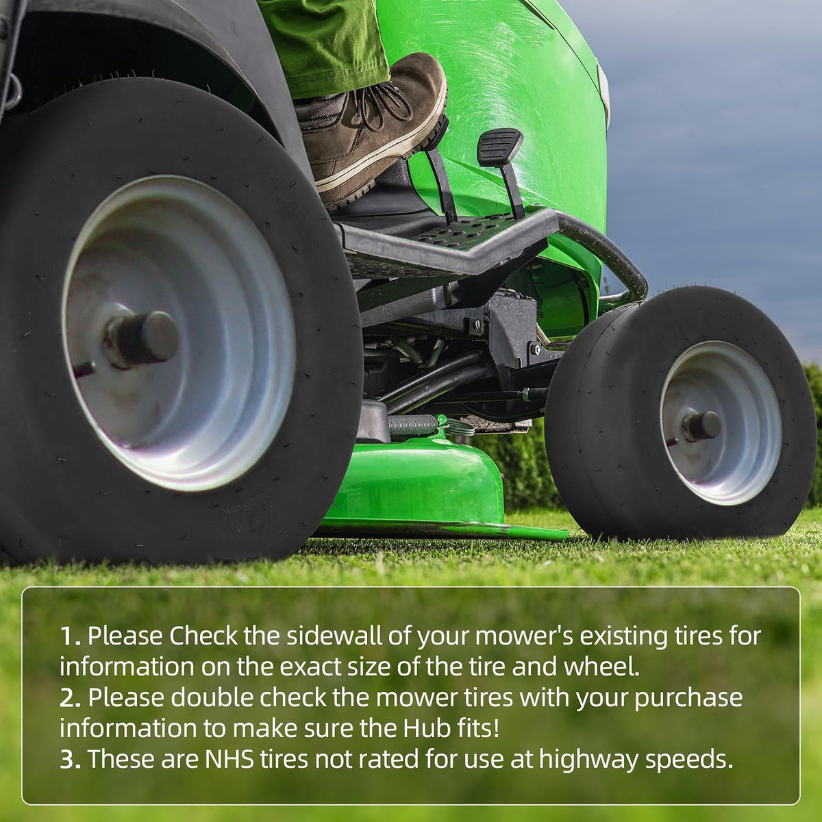 (2-Pack) 13x6.50-6 Lawn Mower Tires, Replacement 13x6.5-6 Smooth Tractor Turf Tire, 4 Ply Lawn Mower Tire Tubeless