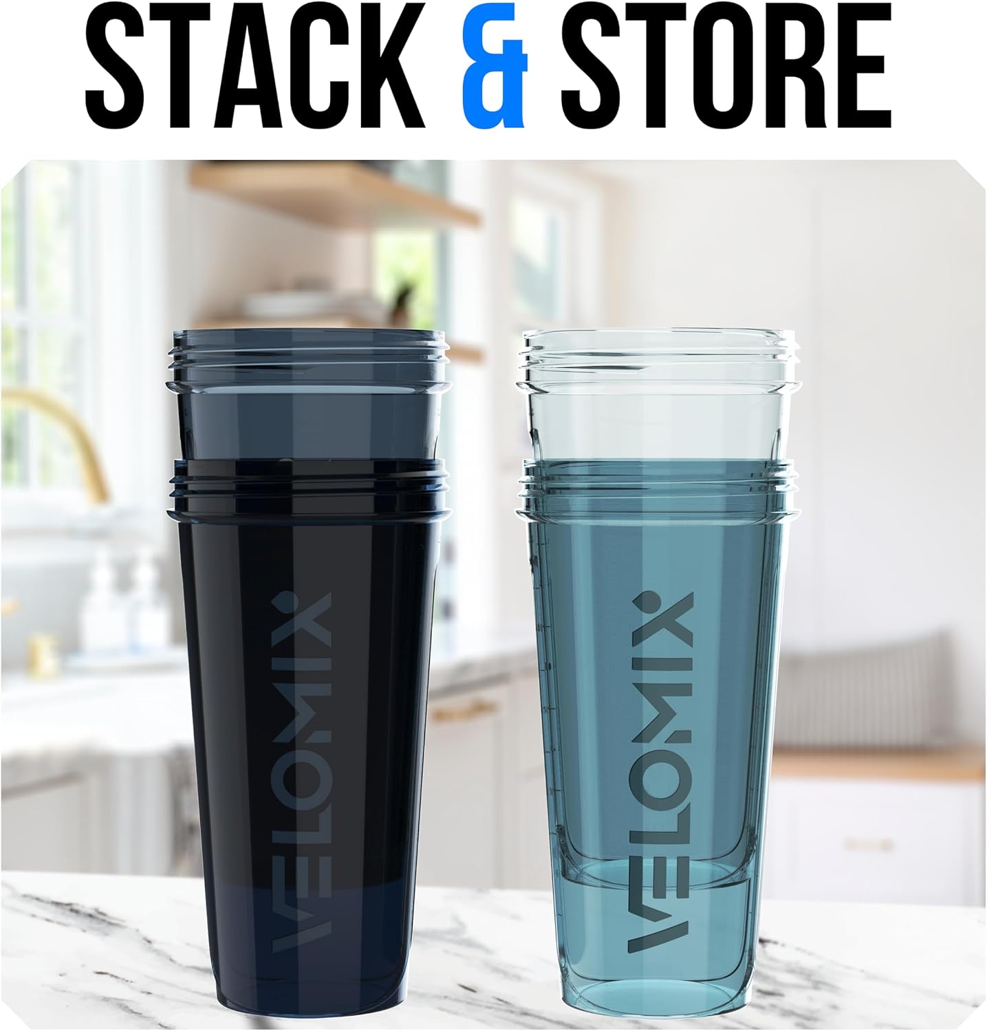 4 Pack 28oz Shaker Cups for Protein Shakes, Aqua Depths | 4x Wire Whisk, Leak Proof Protein Shaker Bottle for Protein