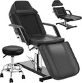 Facial Tattoo Chair, Hydraulic Esthetician Bed with Rolling Stool, Extended Head Spa Tattoo Artist Massage Table 360°