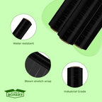 18" x 1500' Stretch Wrap – 75 Gauge Black Blown Film – 2 Rolls (3000ft Total) – Opaque Heavy-Duty Pallet Wrap for