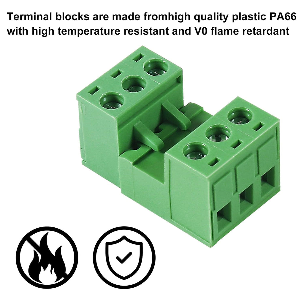 10PCS 3 Pin 5.08mm Pitch Pluggable PCB Angle Screw Terminal Block Plug Connector Socket Panel Mount DIY with 10Pcs 3Pin Phoenix Plug