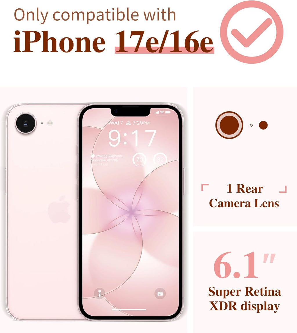 for iPhone 17e Case & iPhone 16e Case, [Non-Yellowing][Military-Grade Protection] Hard PC&TPU Bumper, Floral