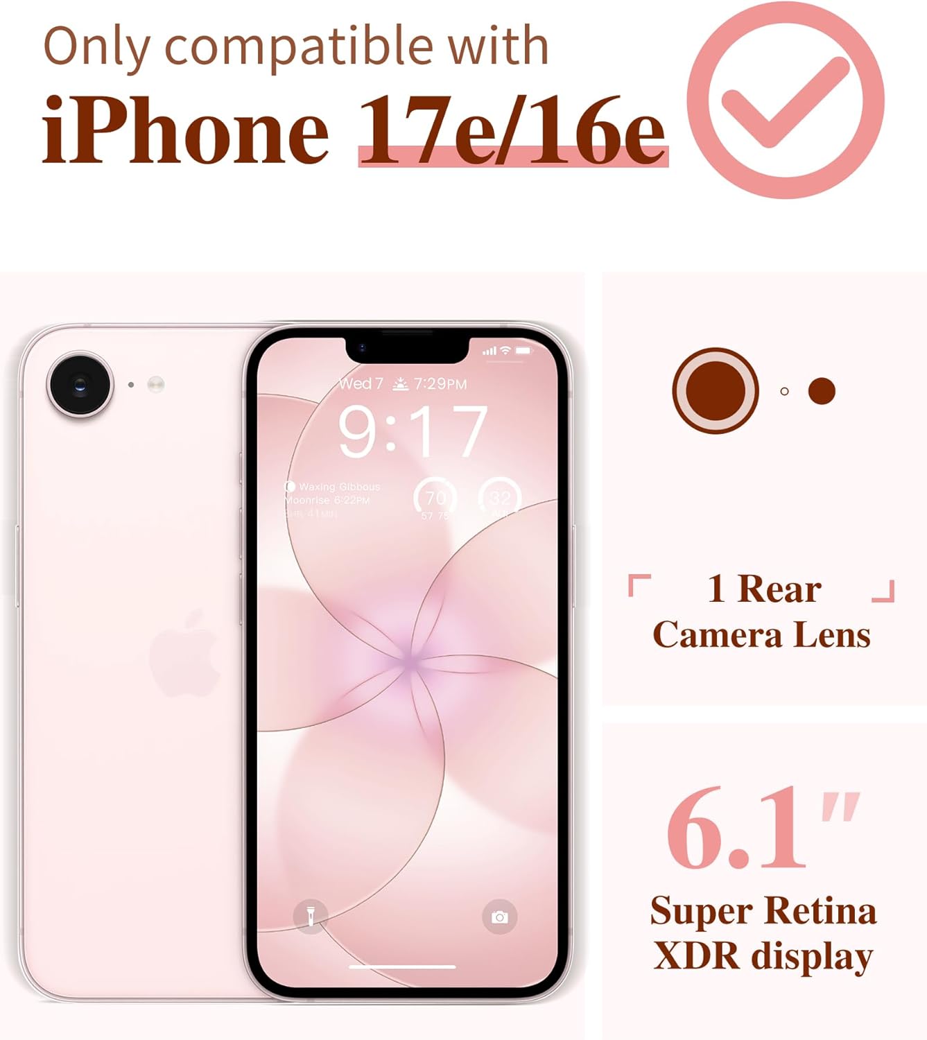 for iPhone 17e Case & iPhone 16e Case, [Non-Yellowing][Military-Grade Protection] Hard PC&TPU Bumper, Floral