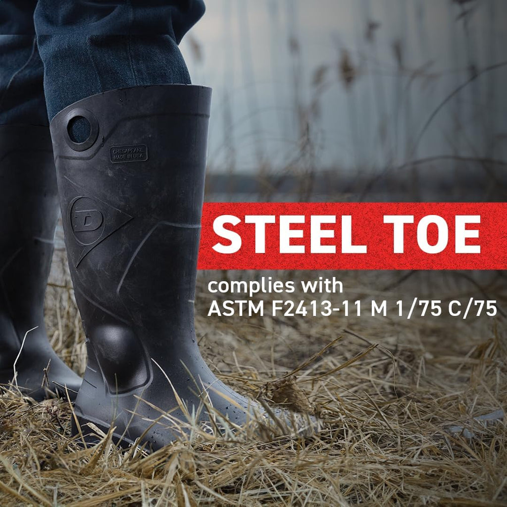 Chesapeake Steel Toe Rubber Work Boots, Black