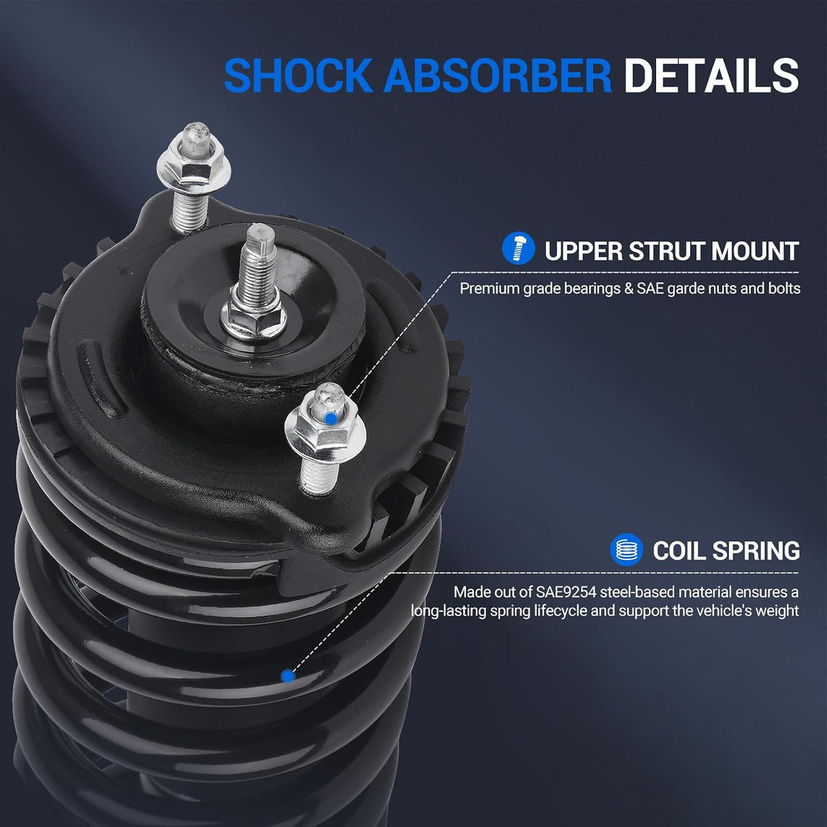 Autoround 171341 Front Shock Absorber Kit Fits Chevy Trailblazer 02-09