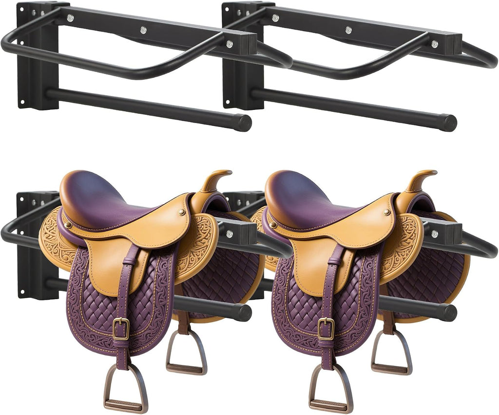 4 Pack Thickened Saddle Rack, Wall Mounted Saddle Stand with Pad Bar