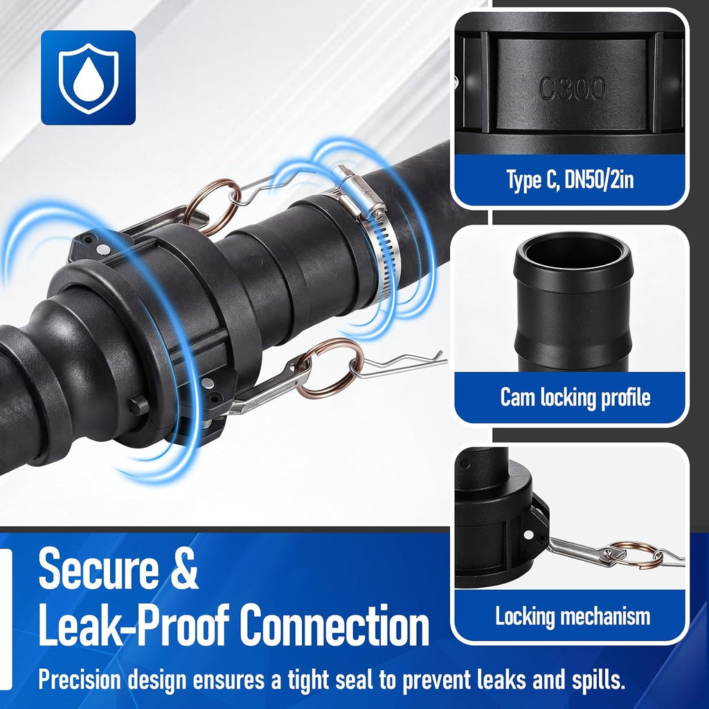 4 Pack 2'' Polypropylene Camlock Fittings, Standard Type C