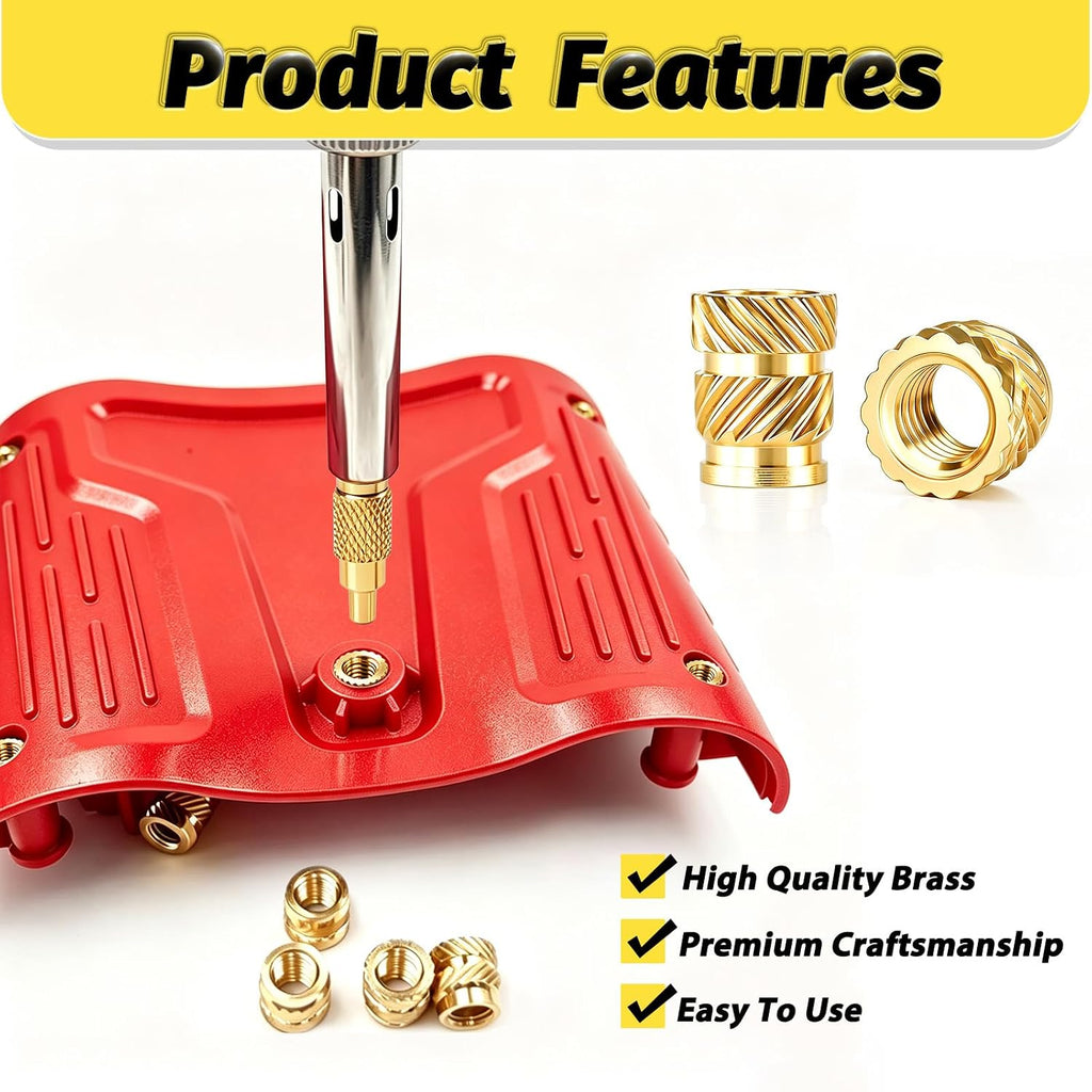 100Pcs #10-24 * 5 * 7.1 Threaded Inserts, #10-24 Heat Set Inserts, Brass Heat Set Insert for Plastic and 3D Printing Components