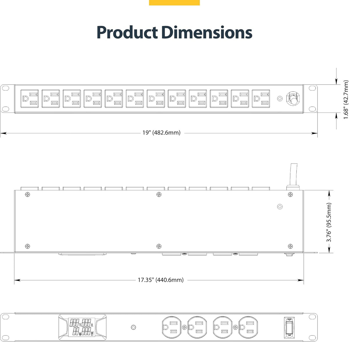 StarTech 16-Outlet 1U Metered PDU, Surge, TAA (16NM8-RACK-MOUNT-PDU)
