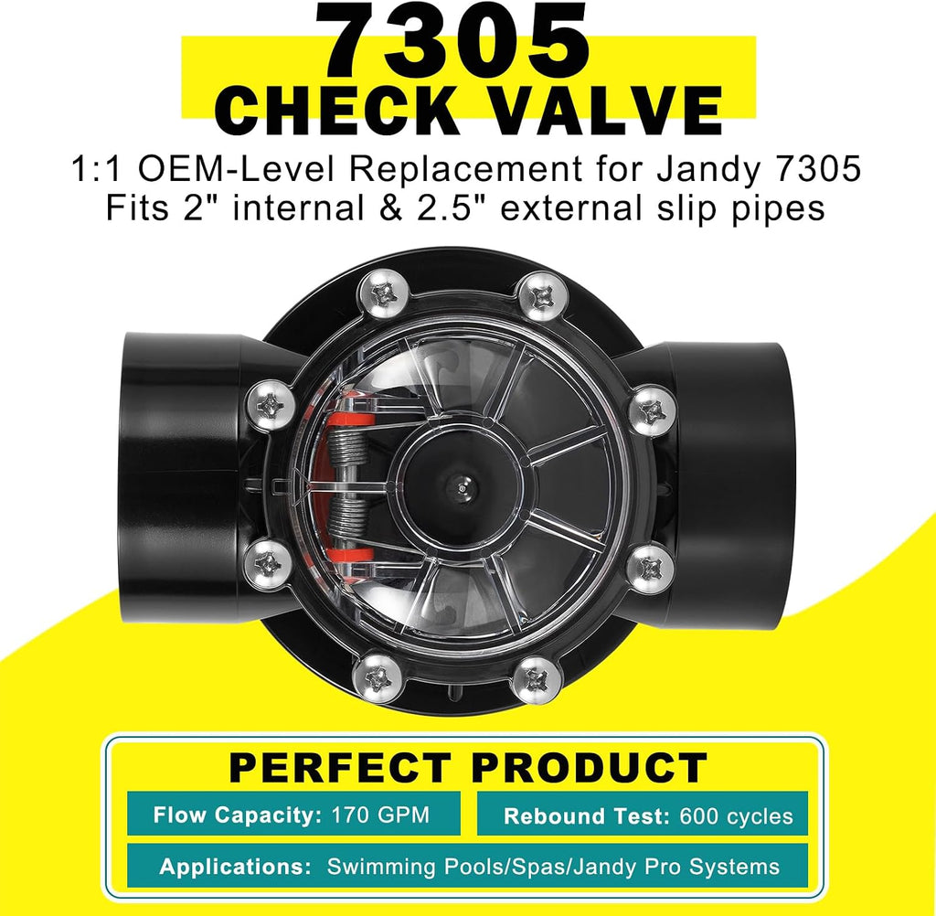 Replacement for Jandy 7305 Check Valve, 2"-2.5" Pool & Spa 180° Flow
