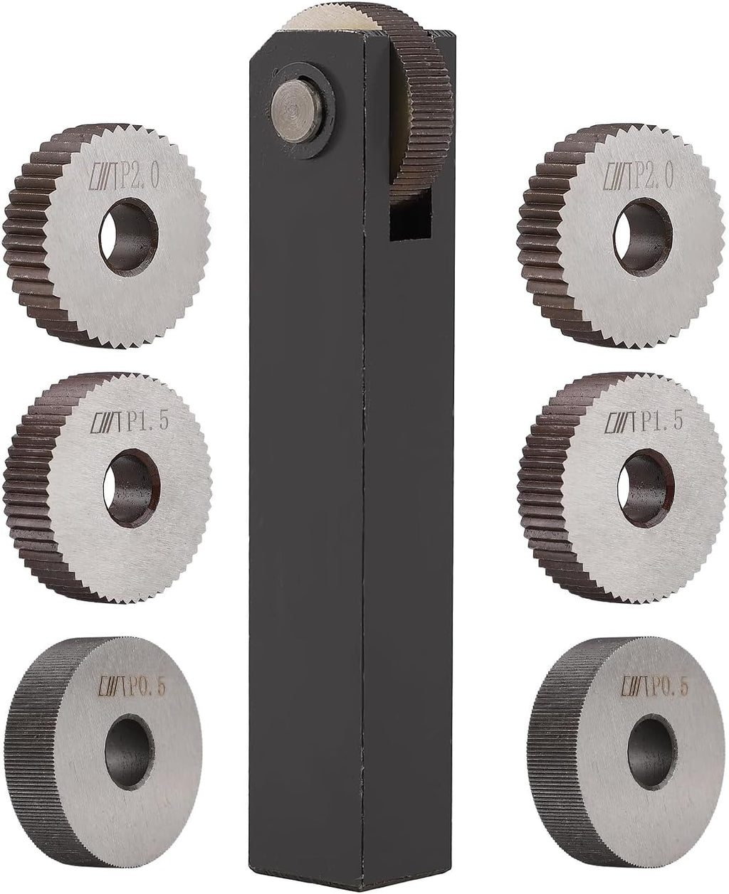 Single Linear Knurl Tool with 6PCS Knurling Single Wheels 0.5mm 1.5mm 2mm
